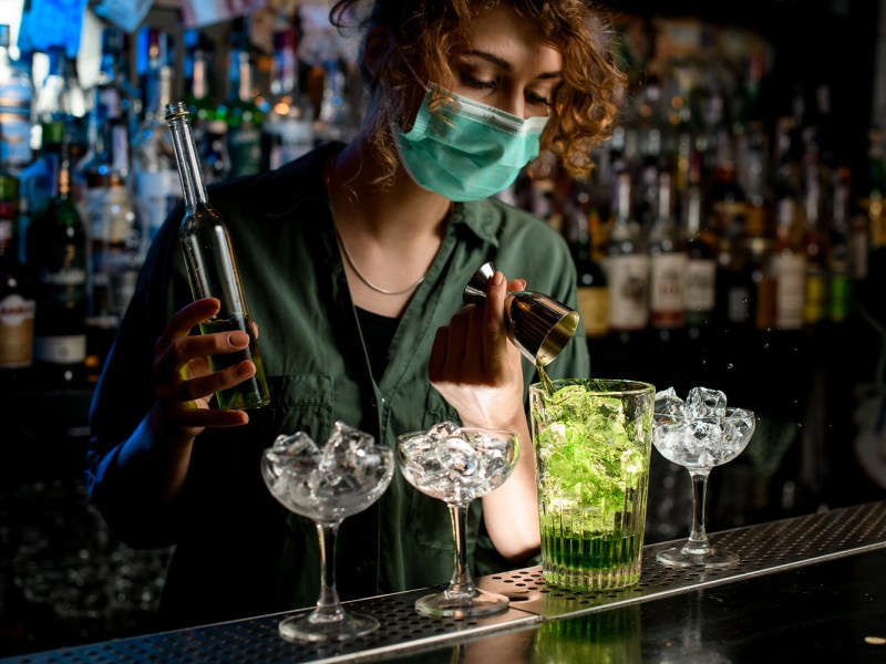 Bartender in a mask