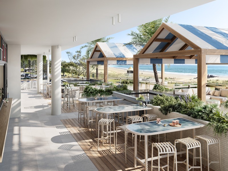 3D render of the Kirra Beach House terrace